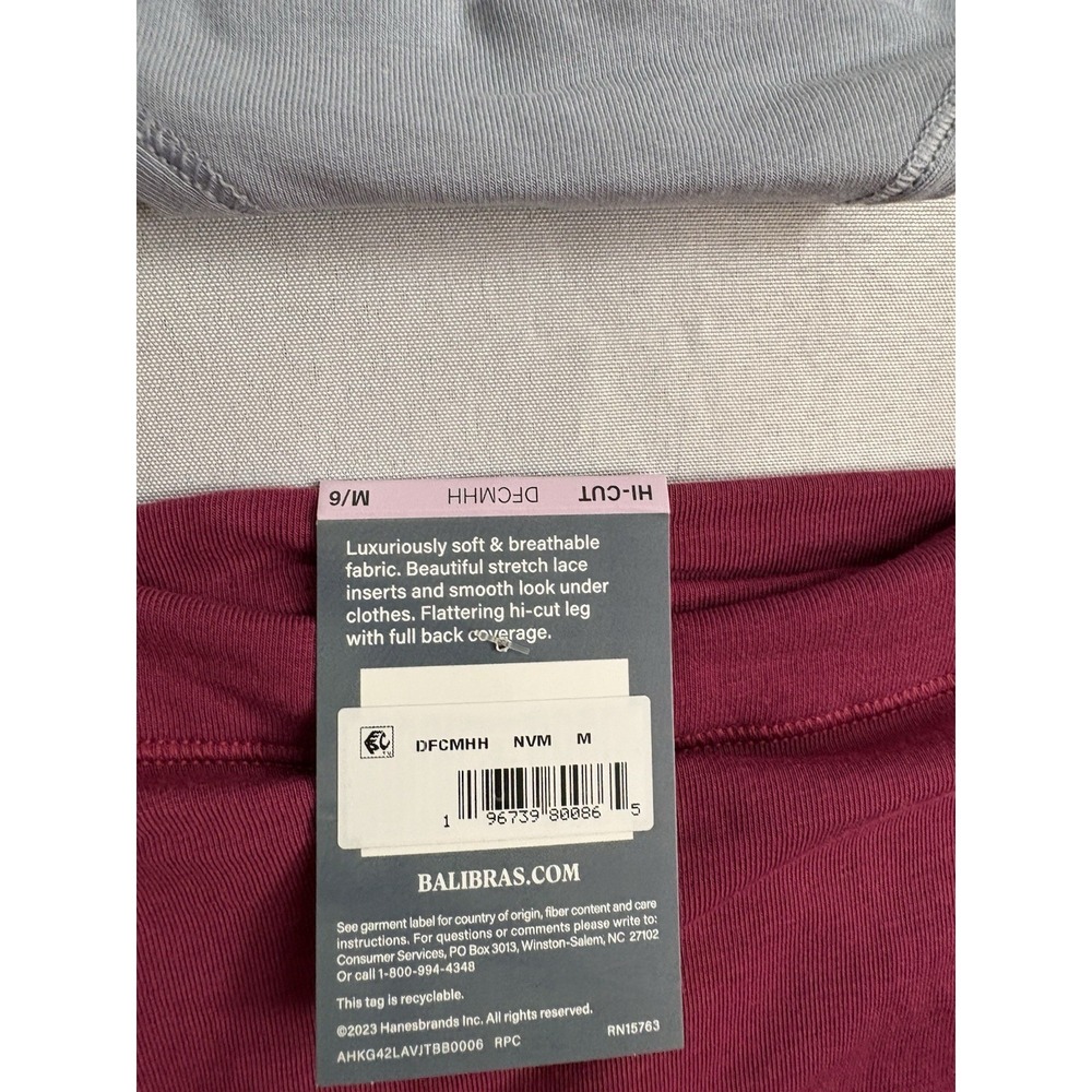 NEW Bali Brief Breathe Cotton Modal Lace High Cut Brief Women's Medium 3 Pair - Picture 6 of 8